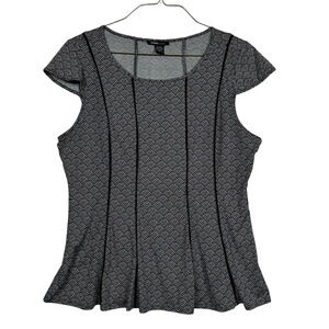 Robert Louis Black and White Geometric Blouse Size XL